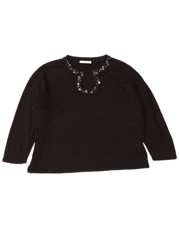 Marks & Spencer ženski džemper s okruglim izrezom 3/4 rukava UK 22 3XL crni