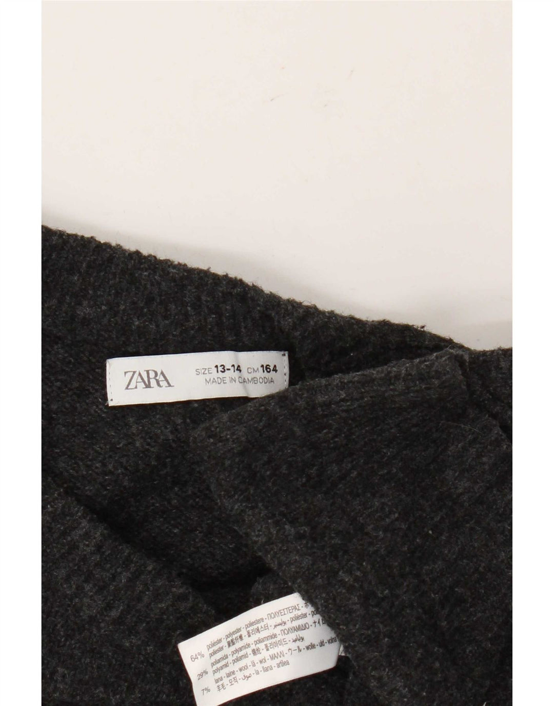 Zara pulover s okruglim izrezom za dječake, 13-14 godina, sivi poliester
