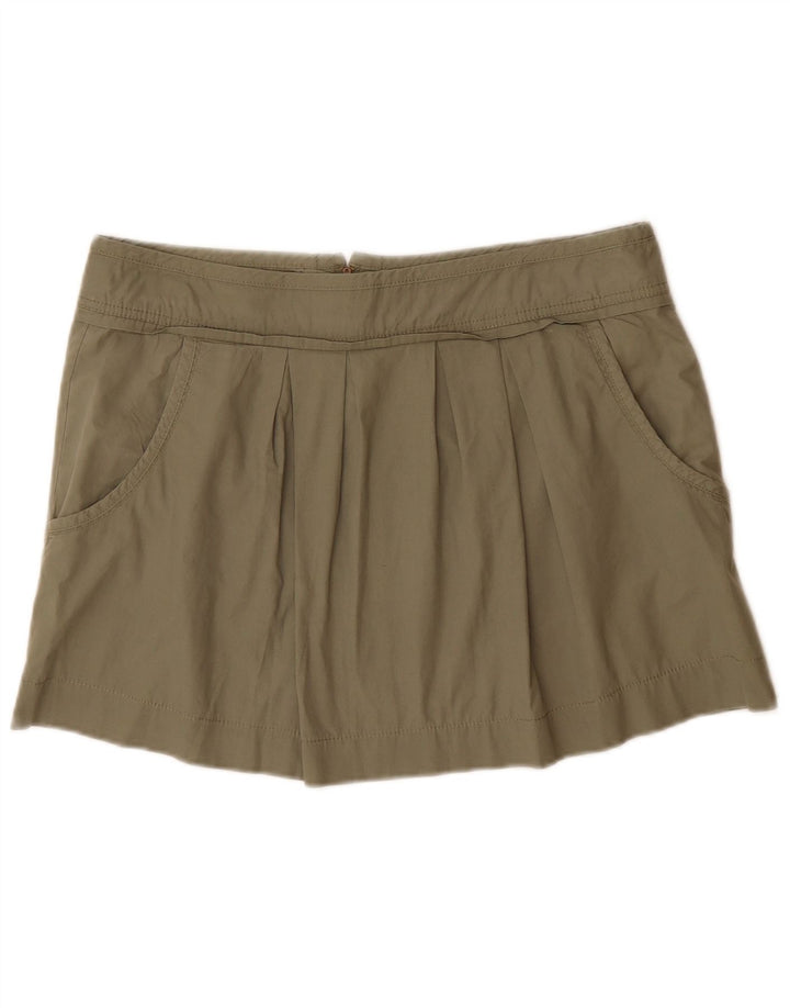 ZARA Womens Mini Skirt XL W36  Khaki Cotton
