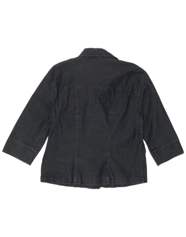 Benetton ženska traper košulja 3/4 rukava UK 14 velika tamnoplava pamuk