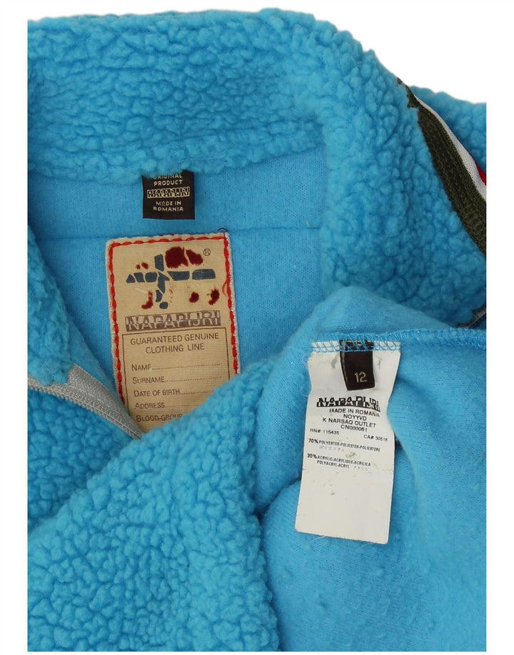 Napapijri džemper od flisa s grafičkim zatvaračem i izrezom za dječake 11-12 godina, plavi poliester