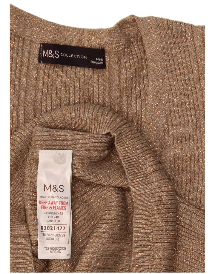 Marks & Spencer ženski džemper s V-izrezom UK 12 Srednje bež s pjegama