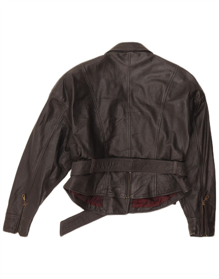 Vintage ženska kožna biciklistička jakna IT 44 srednje crna koža