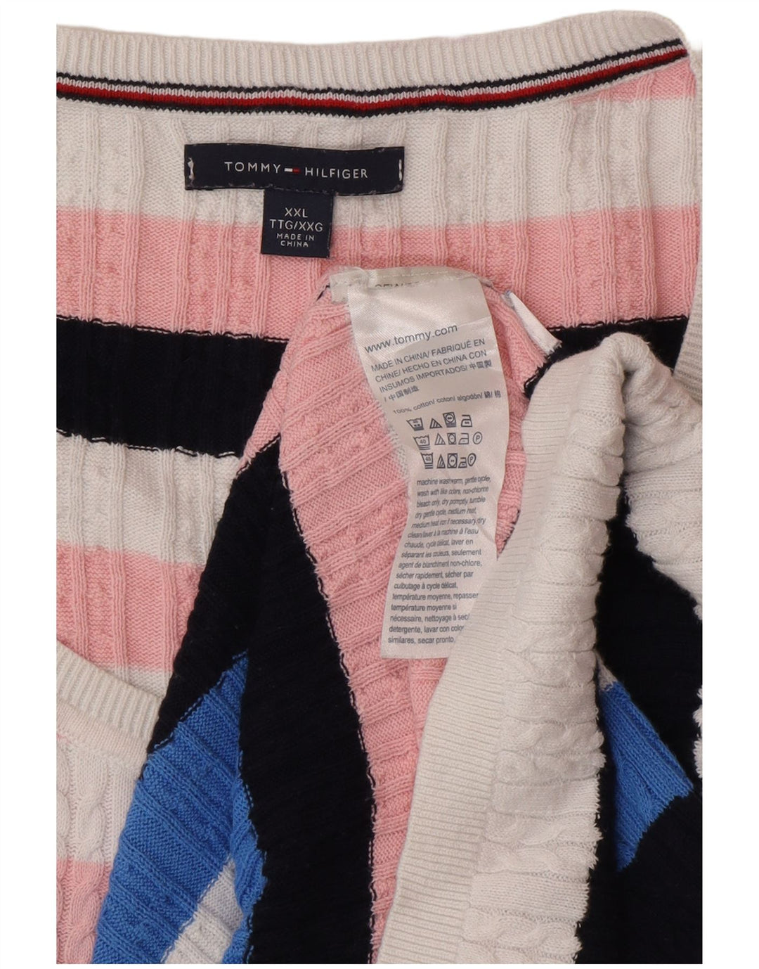 Tommy Hilfiger muški džemper s lađastim izrezom 2XL Klasični višebojni