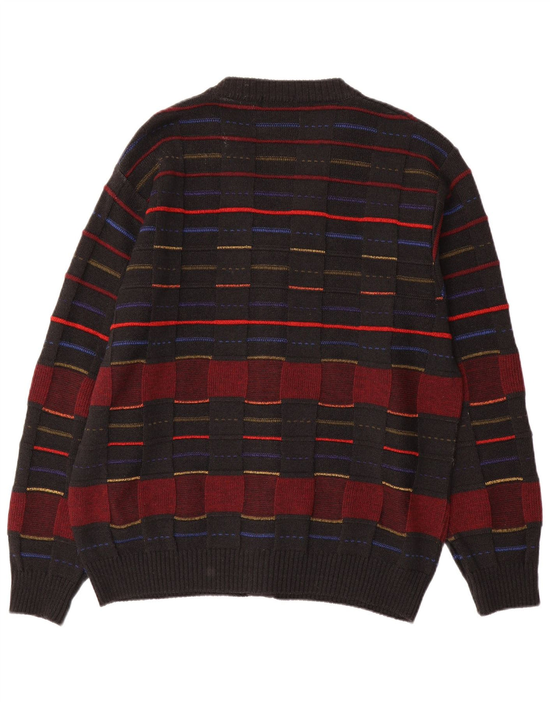 Vintage muški kardigan džemper IT 48 srednje crne karirane vune