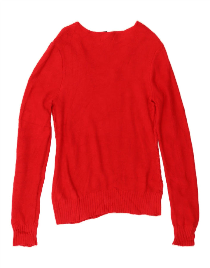 CHAPS Womens V-Neck Jumper Sweater UK 10 Small Red Cotton Vintage Chaps and Second-Hand Chaps from Messina Hembry 