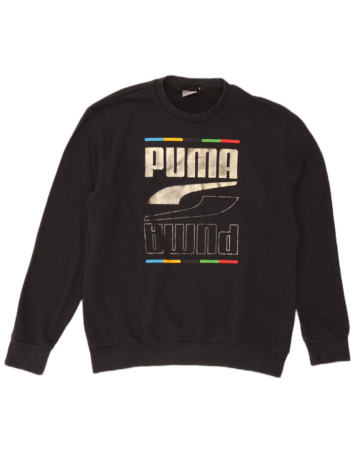 Puma muška trenirka s grafičkim motivima Srednji crni pamuk