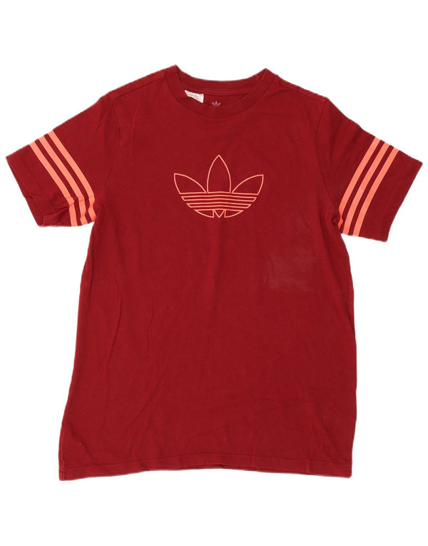 Adidas Boys Regular Graphic T-Shirt Top 14-15 Years Burgundy Pamuk Sports