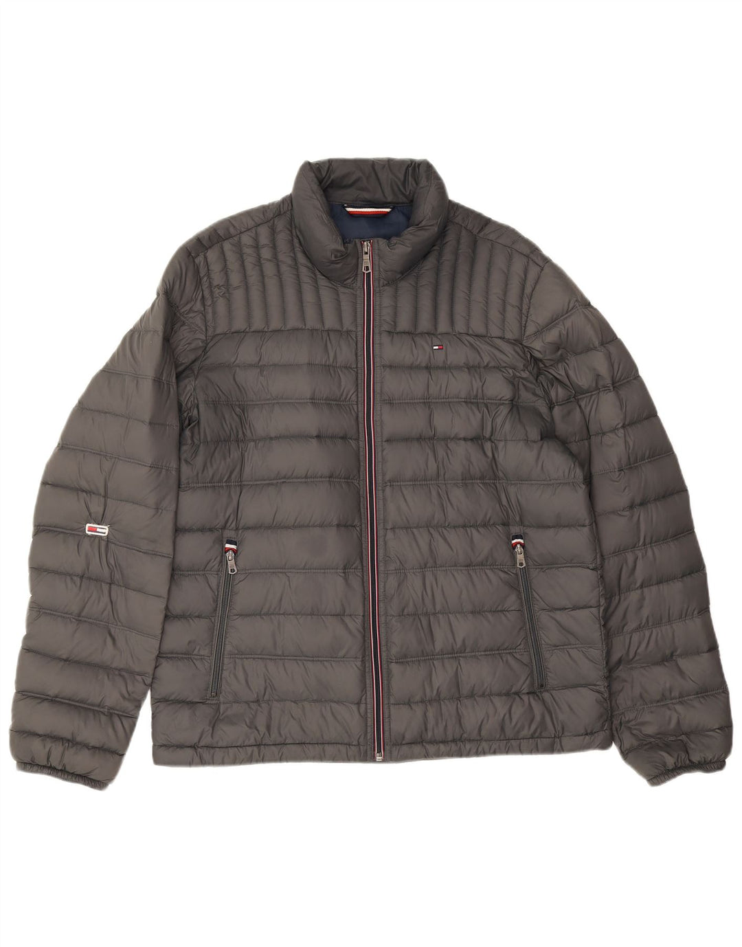 Tommy Hilfiger muška podstavljena jakna UK 38 srednje sivi najlon