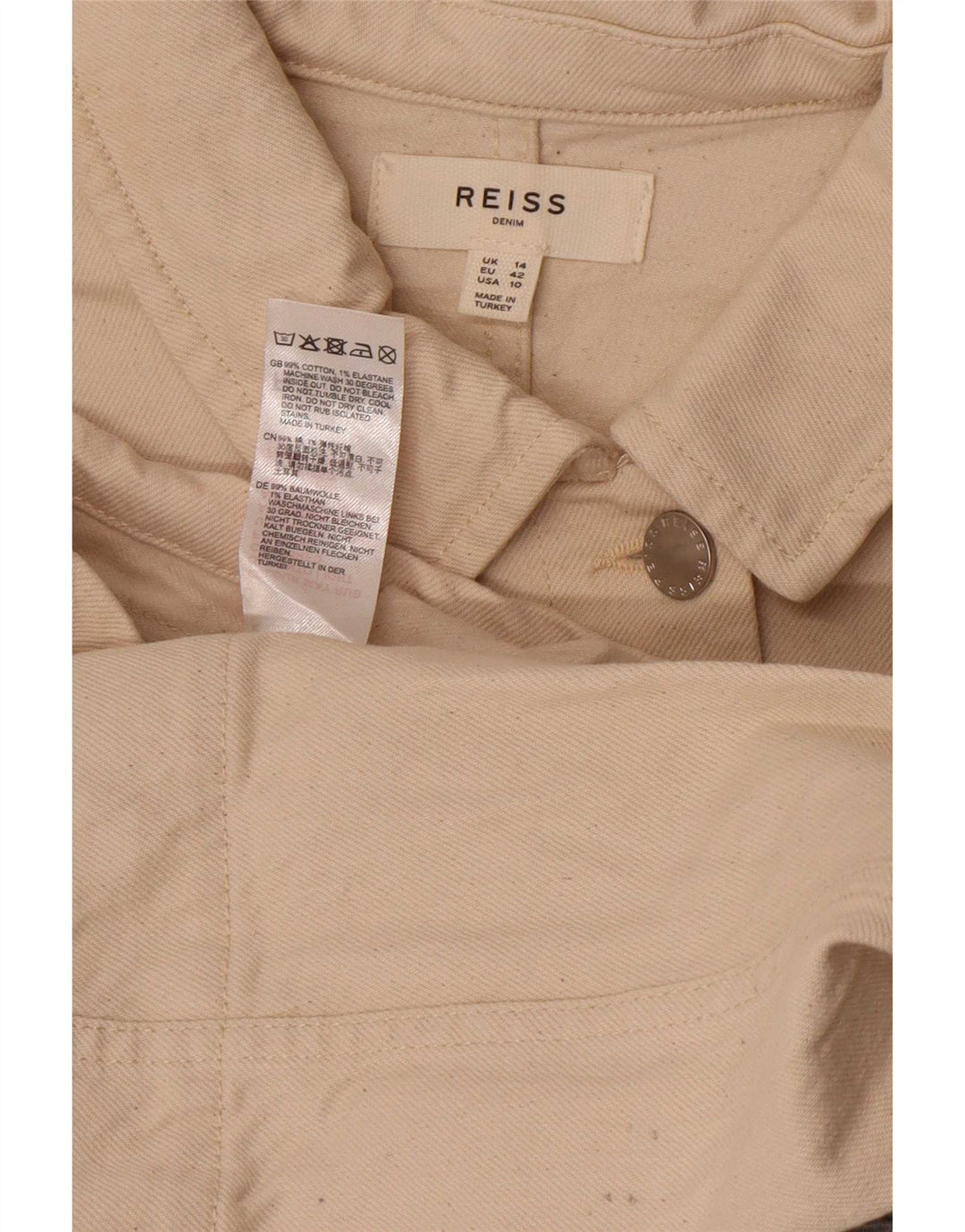 Ženska traper jakna Reiss Utility UK 14 Medium Off White Pamuk