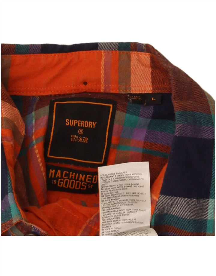 Superdry muška flanelska košulja, veliki narančasti karirani pamuk