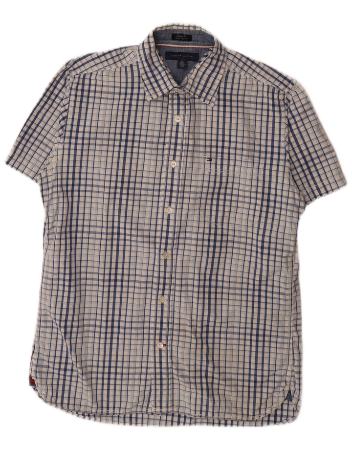 TOMMY HILFIGER Mens Custom Fit Shirt Medium Blue Check Classic