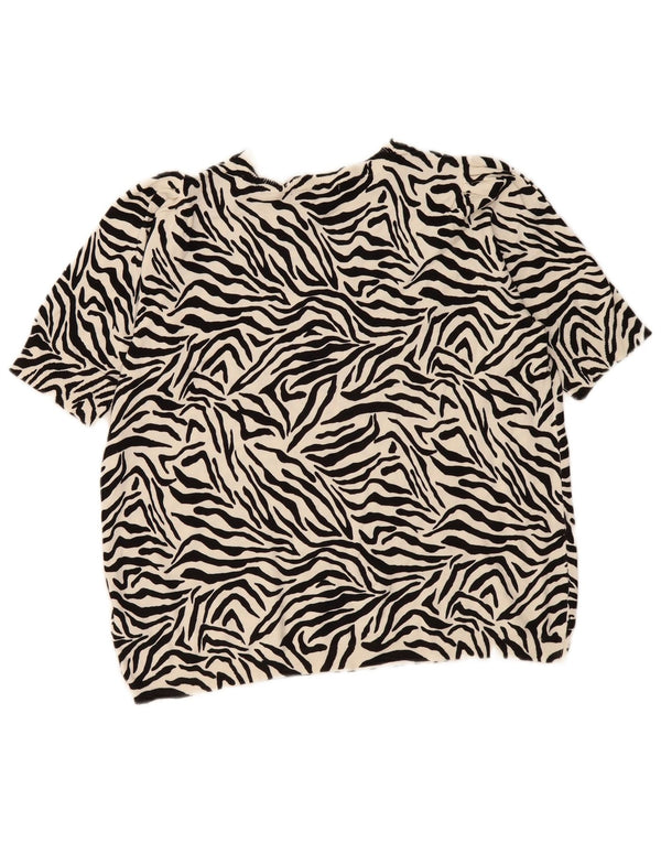 Marks & Spencer Top ženska bluza UK 18 XL sivo bijela, životinjski print, viskoza
