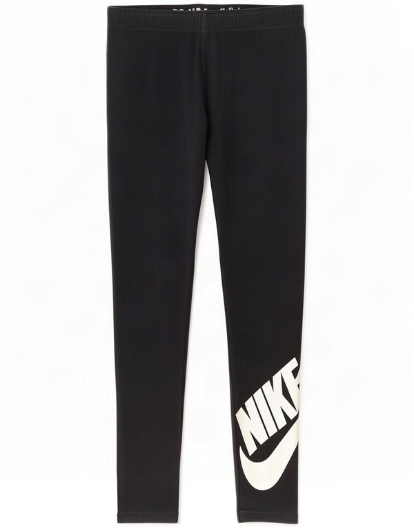 Nike Girls Graphic Leggings 13-14 Years XL Black Cotton