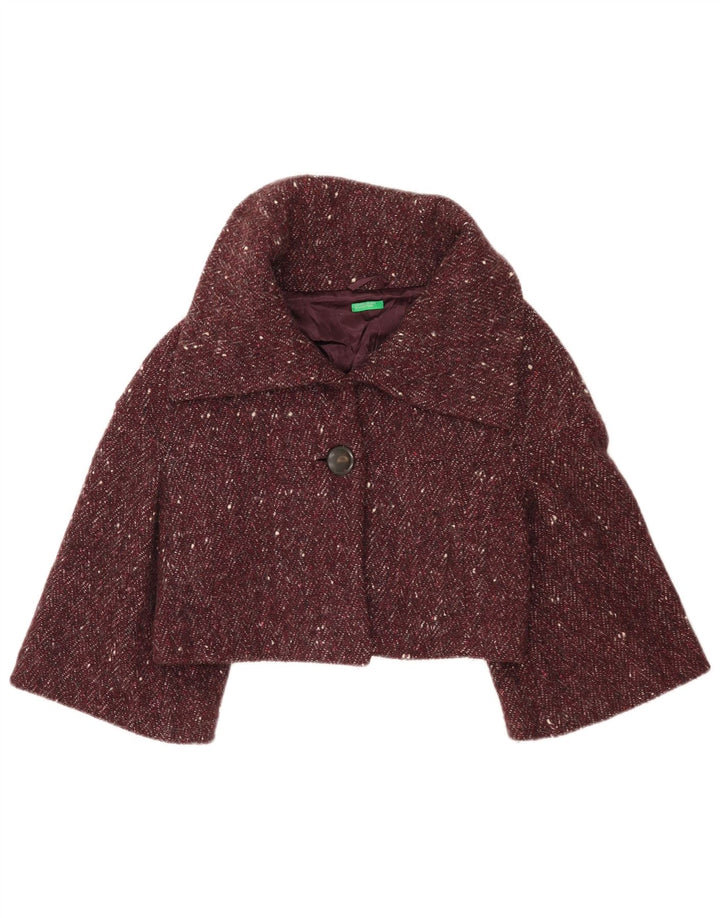 Benetton ženski bolero sako IT 42 srednje bordo boje s flekama od vune