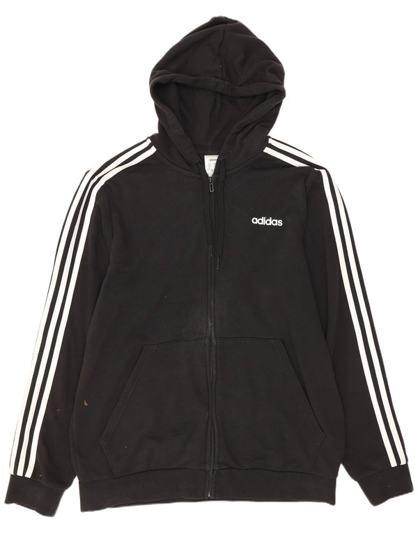 Adidas muški pulover s kapuljačom na patentni zatvarač veliki crni pamuk