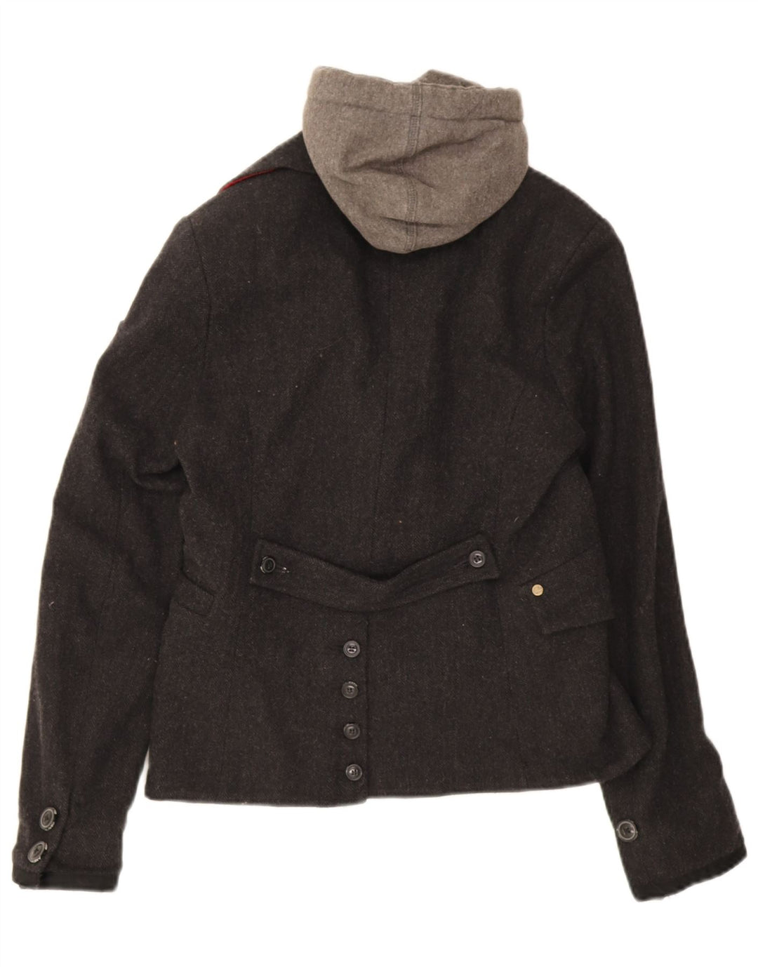 Superdry ženska jakna s kapuljačom s 2 gumba UK 12 Srednje siva riblja kost