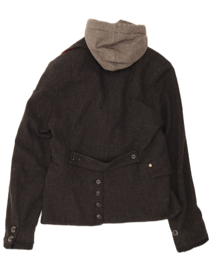 Superdry ženska jakna s kapuljačom s 2 gumba UK 12 Srednje siva riblja kost