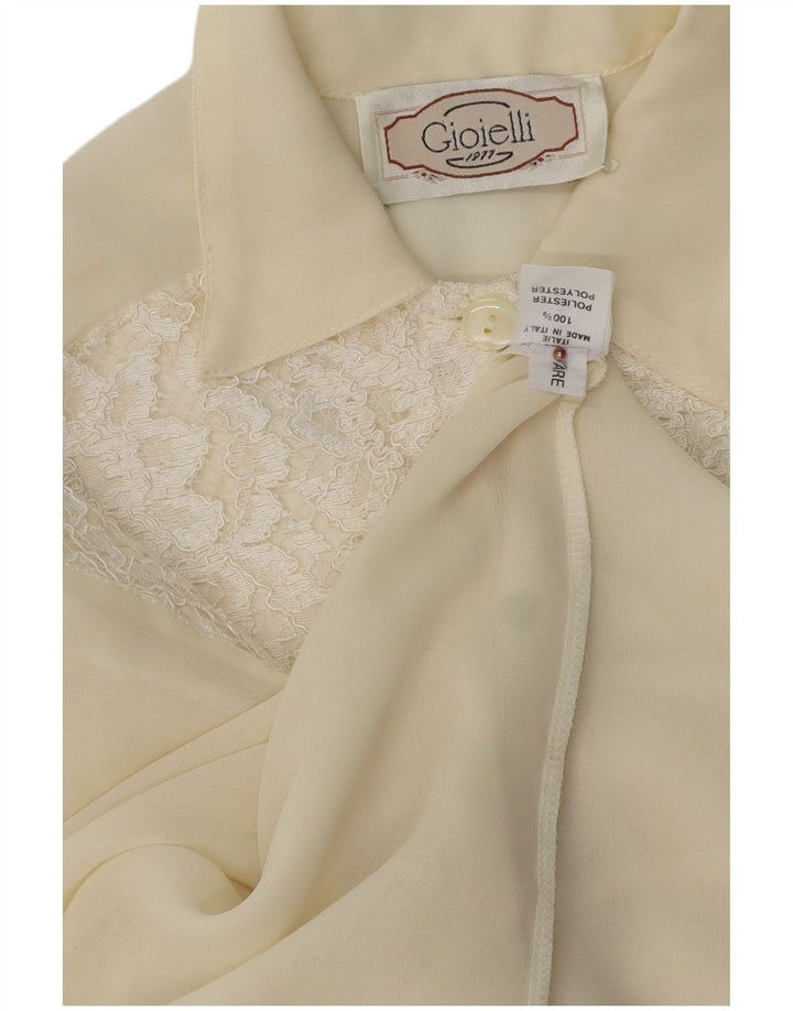 Vintage ženski pulover prekomjerna košulja bluza UK 18 XL sivobijeli poliester