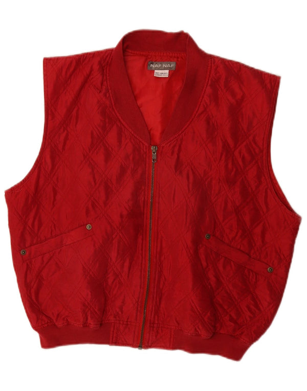Naf Womens Quilted Gilet UK 12 Medium Red Silk