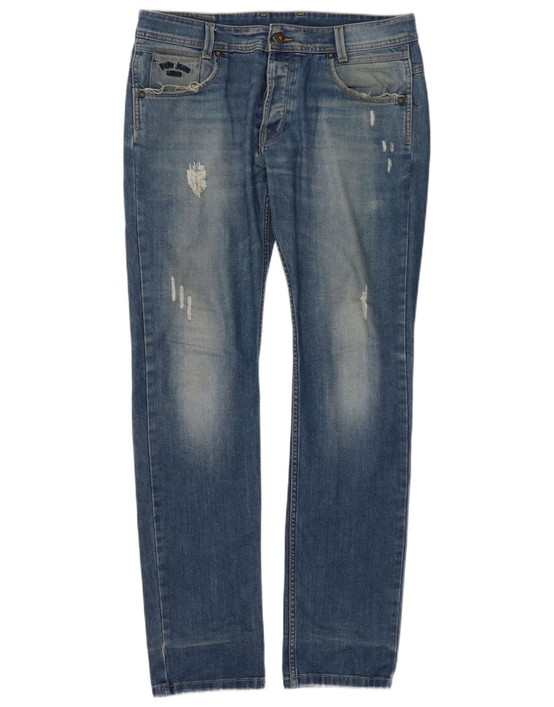PEPE Jeans Ženske uske traperice s oštećenim izgledom W34 L34 Plavi pamuk