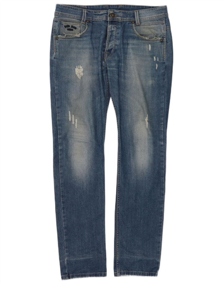 PEPE Jeans Ženske uske traperice s oštećenim izgledom W34 L34 Plavi pamuk
