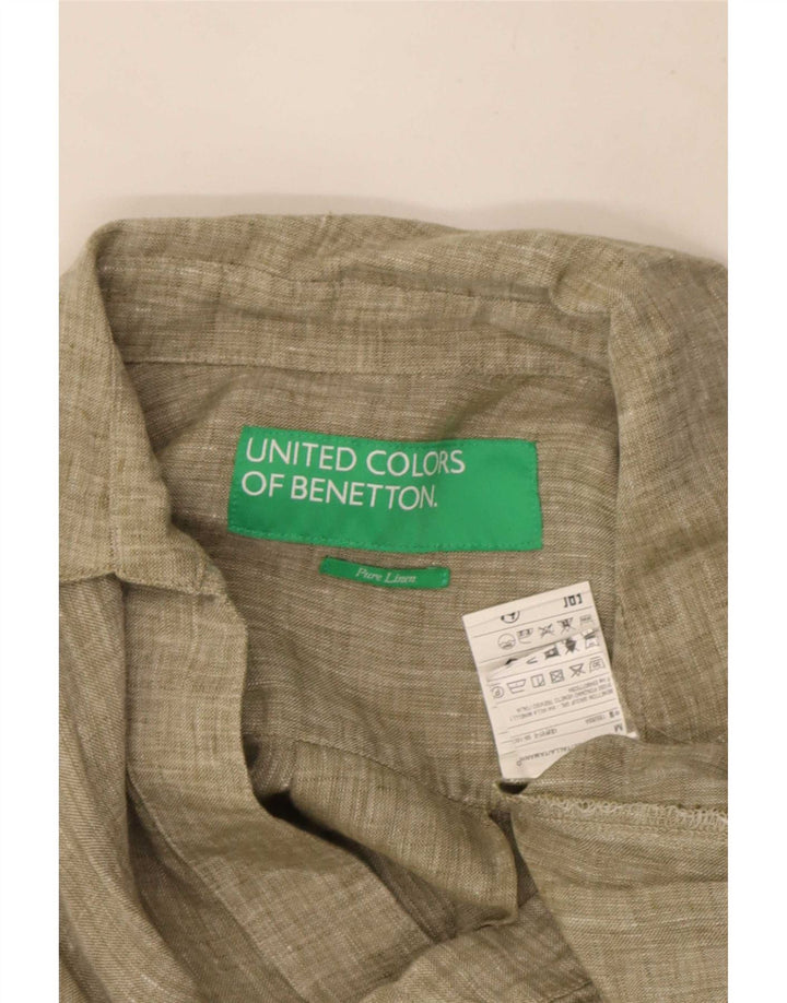 Benetton ženska haljina A-kroja UK 14 Srednje kaki lan