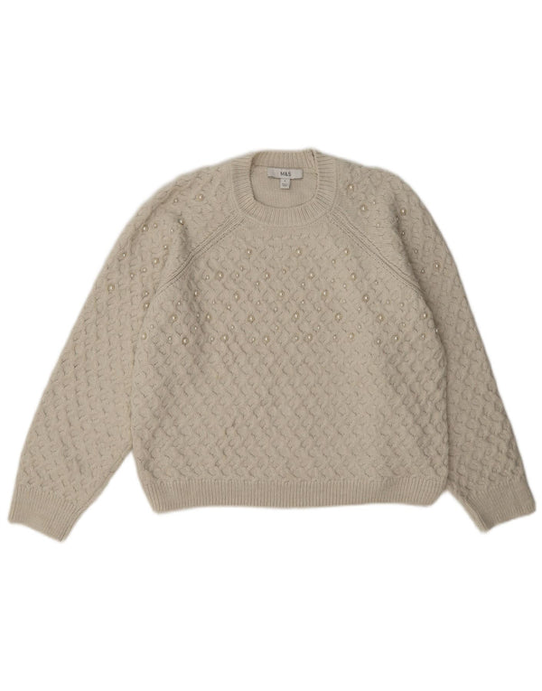 Marks & Spencer ženski pulover s okruglim izrezom UK 10 Small Off White