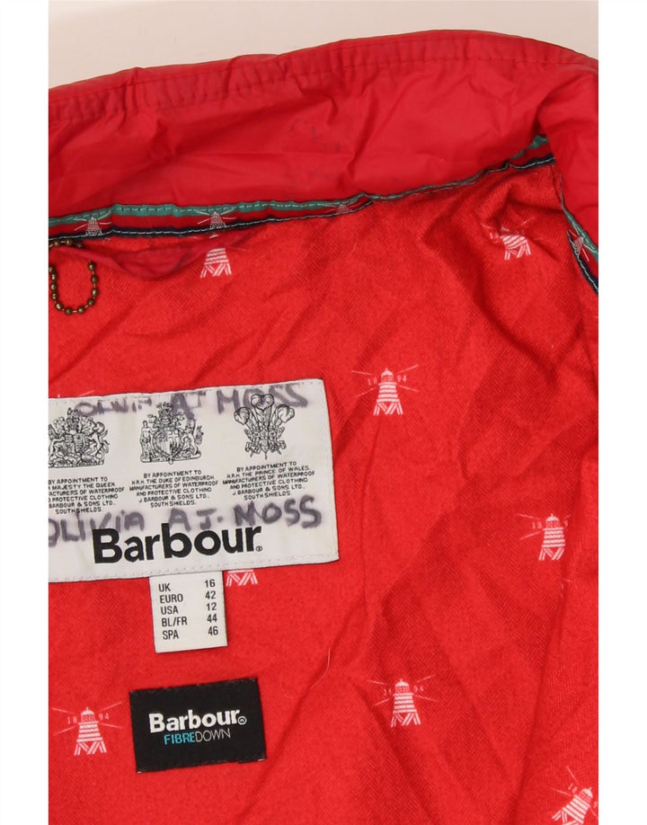 BARBOUR Womens Padded Jacket UK 16 Large Red Polyester Vintage Barbour and Second-Hand Barbour from Messina Hembry 