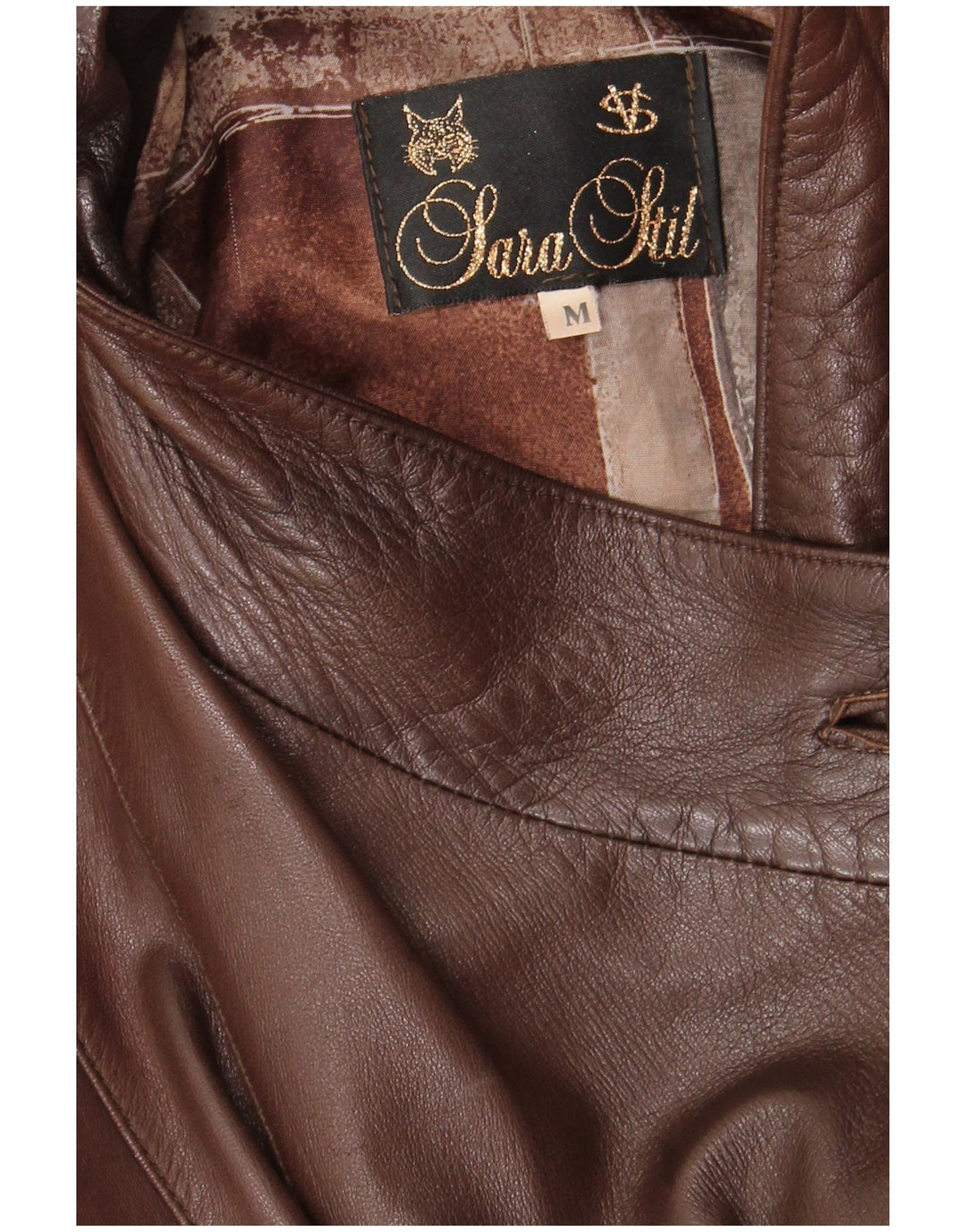 Vintage ženski preveliki kožni kaput UK 14 srednje smeđe boje