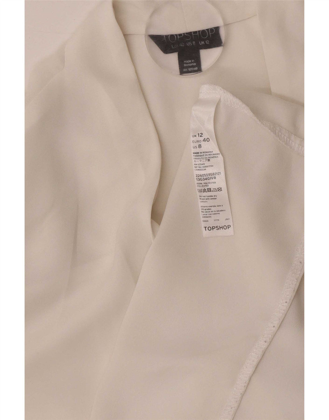 Topshop Ženska bluza dugih rukava UK 12 Srednje bijeli poliester