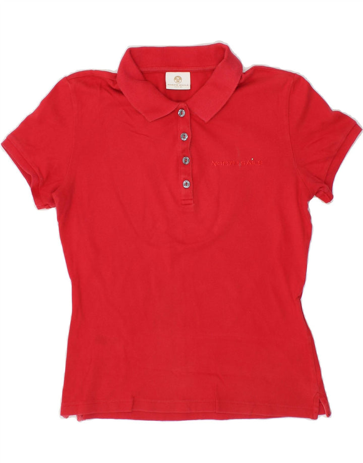 NORTH SAILS Womens Polo Shirt UK 12 Medium Red Cotton Vintage North Sails and Second-Hand North Sails from Messina Hembry 