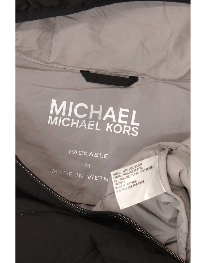 Michael Kors ženski podstavljeni kaput s kapuljačom UK 14 srednje crni poliester