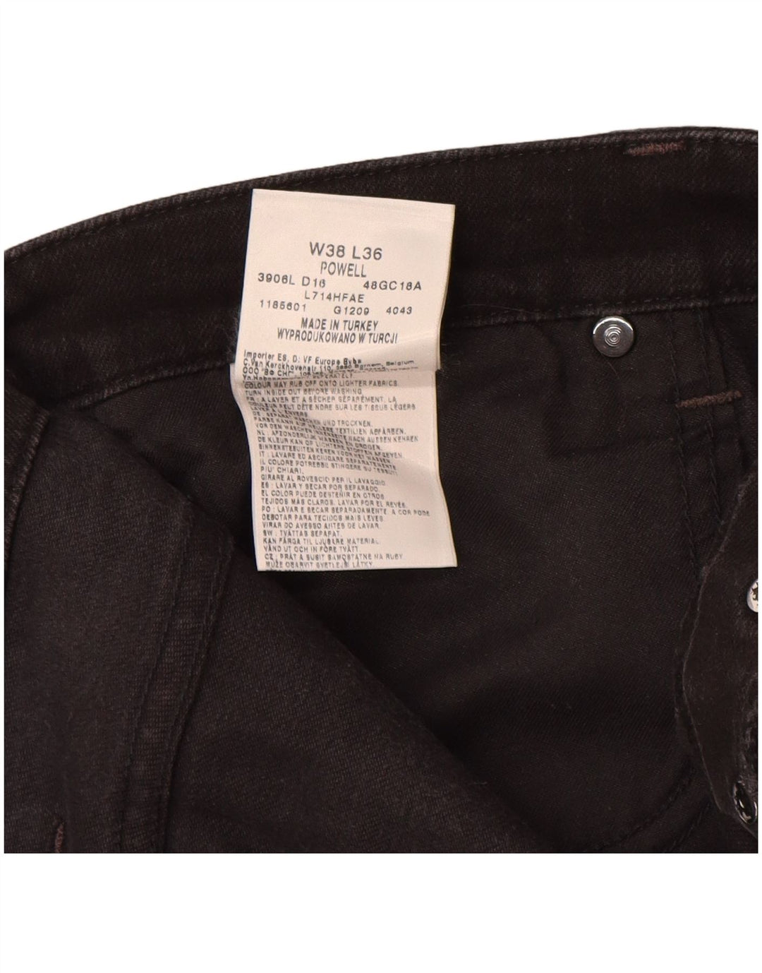 Lee Mens Powell Straight Jeans W38 L36 Crni pamuk