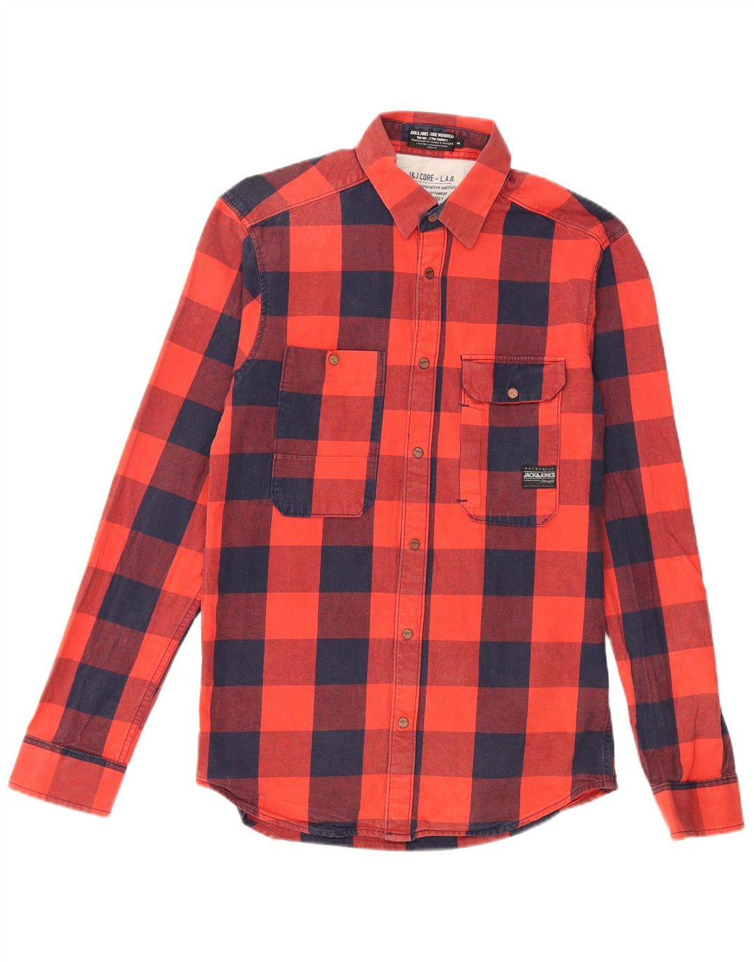 JACK & JONES Muška flanelska košulja, mali crveni karirani pamuk