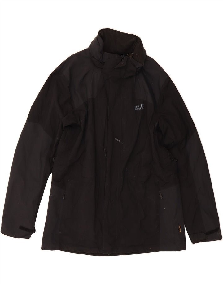 JACK WOLFSKIN Mens Rain Jacket UK 48 2XL Black Colourblock Polyamide Vintage Jack Wolfskin and Second-Hand Jack Wolfskin from Messina Hembry 