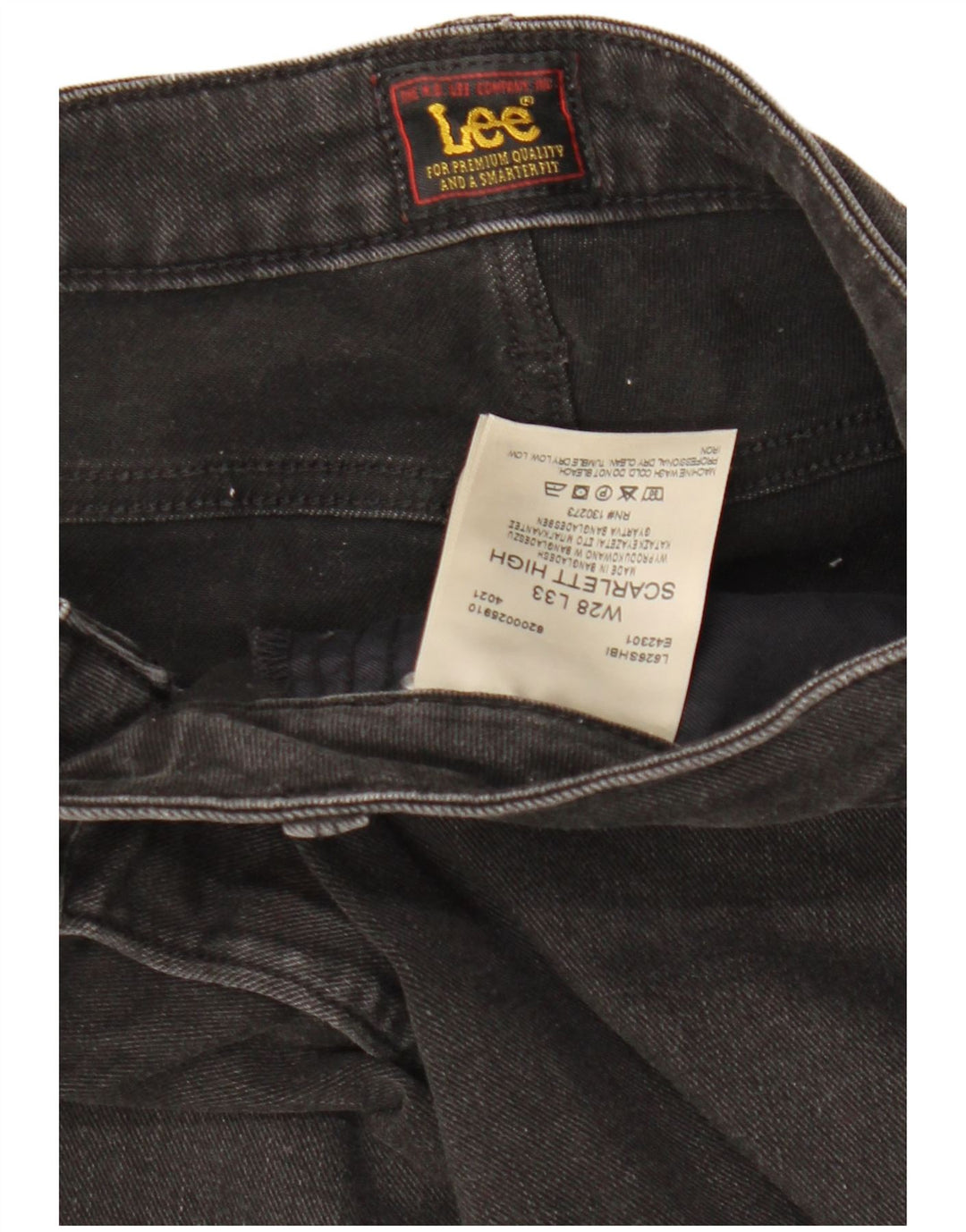 LEE Ženske visoke uske traperice Scarlett W28 L33 crni pamuk