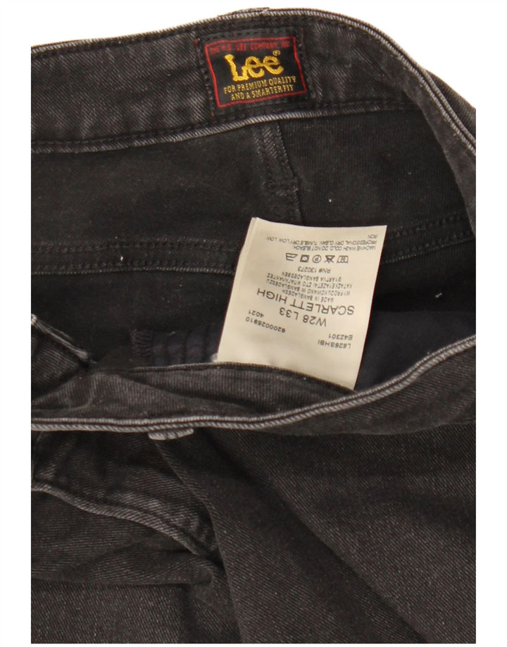 LEE Ženske visoke uske traperice Scarlett W28 L33 crni pamuk