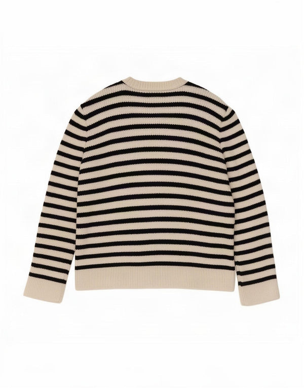 Zara ženski kratki kardigan pulover UK 10 Small off white striped