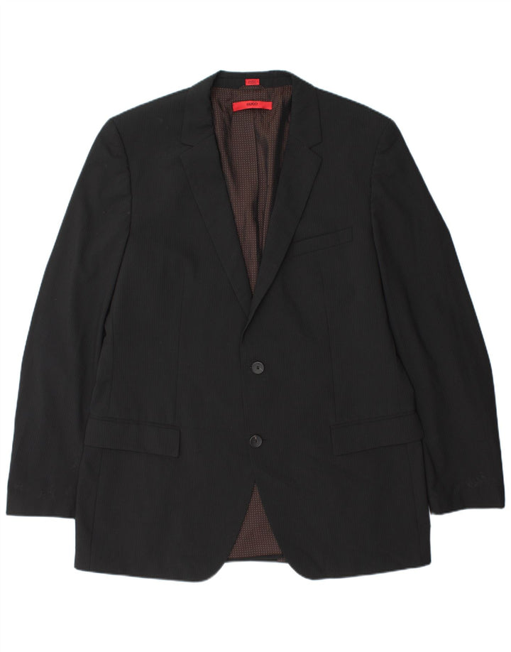 Hugo Boss muška jakna sa 2 gumba UK 44 2XL crna vunena prugasta jakna