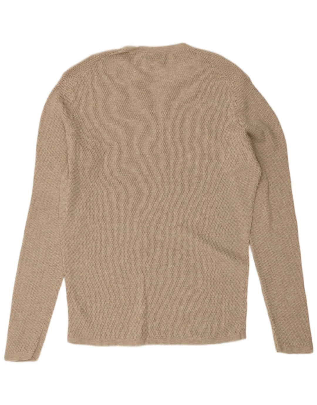 Srednje bež pamuk, muški džemper s okruglim izrezom Massimo Dutti