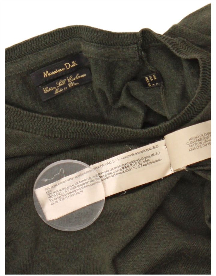 MASSIMO DUTTI Muški džemper s okruglim izrezom Veliki kaki pamuk