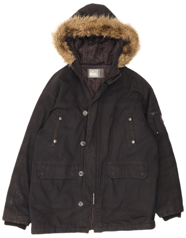 Quiksilver muška parka jakna s kapuljačom UK 40, veliki crni pamuk