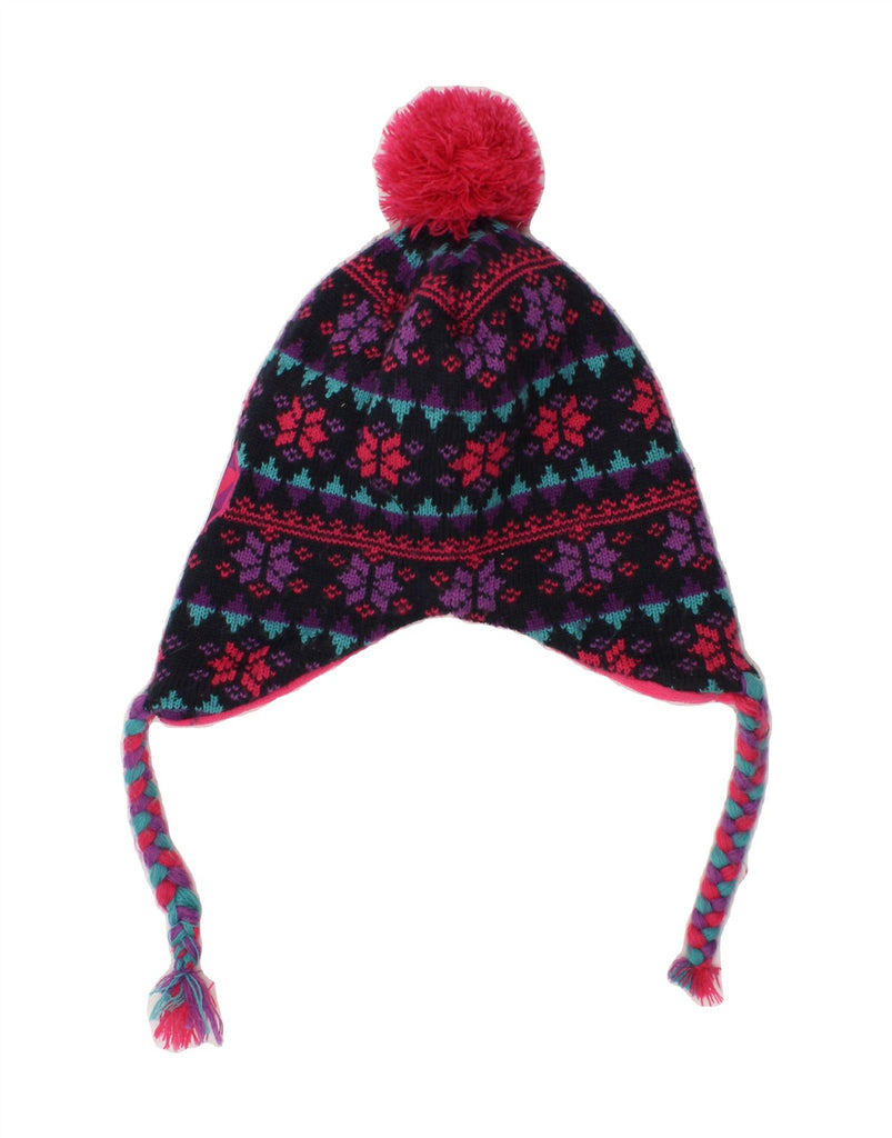 DESIGUAL Girls Bobble Hat 5-6 Years Large Pink Fair Isle Acrylic Vintage Desigual and Second-Hand Desigual from Messina Hembry 