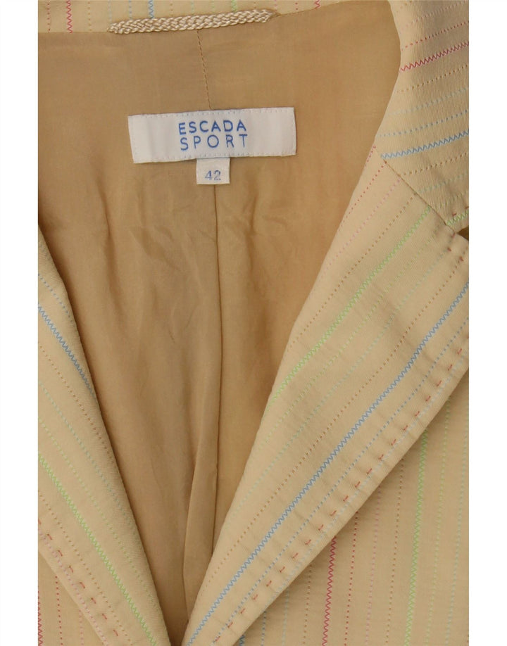ESCADA Womens 3 Button 2 Piece Suit EU 42 Large W33 L29 Beige Striped Vintage Escada and Second-Hand Escada from Messina Hembry 