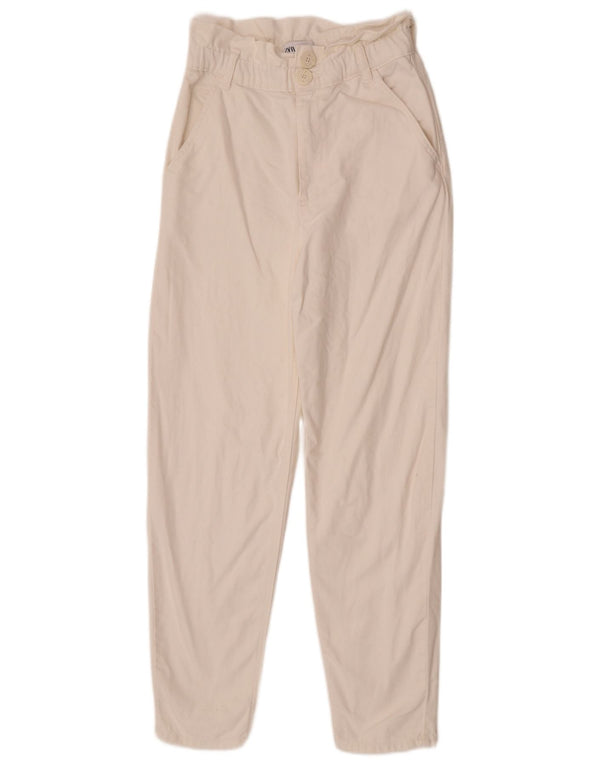 Zara ženske sužene traperice visokog struka XS W24 L28 Off White Pamuk