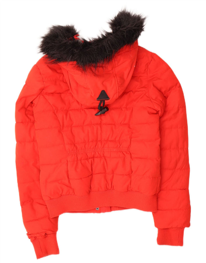 Superdry ženska podstavljena jakna s kapuljačom UK 10 mali crveni poliester