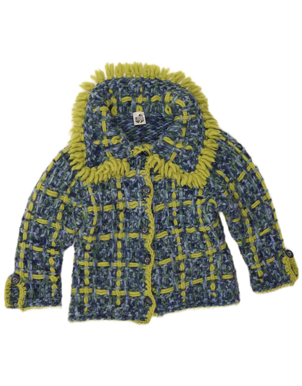 Vintage ženski kardigan džemper UK 14 Veliki plavi karirani