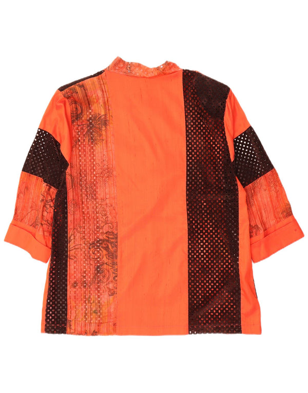 Vintage ženska košulja bluza 3/4 rukava UK 14 srednje narančasta paisley
