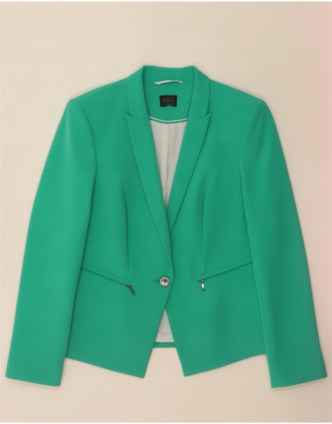 Marks & Spencer ženski sako sa 1 gumbom UK 14 Srednje zelena